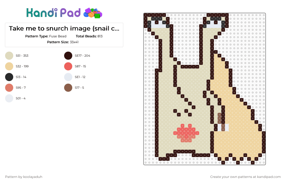 Take me to snurch image (snail church) - Fuse Bead Pattern by koolayaduh on Kandi Pad - brown,beige,snurch,takemetochurch,snailchurch,snive,snins,snaithful,meme,funny