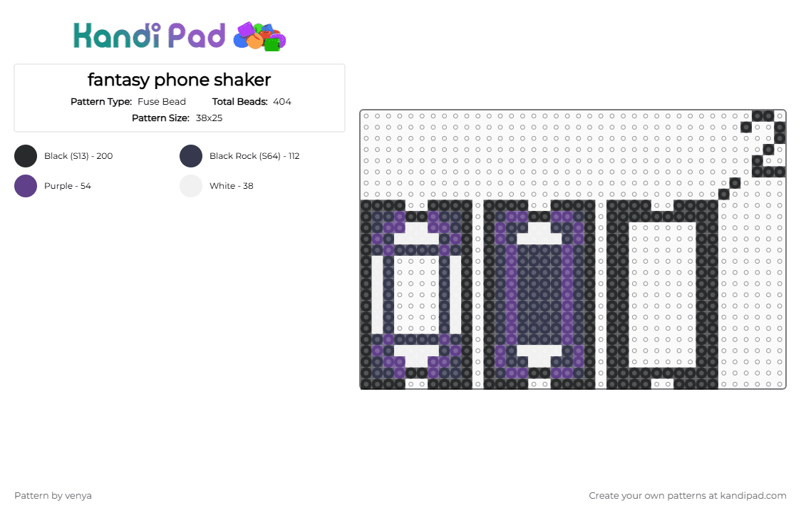 fantasy phone shaker - Fuse Bead Pattern by venya on Kandi Pad - purple