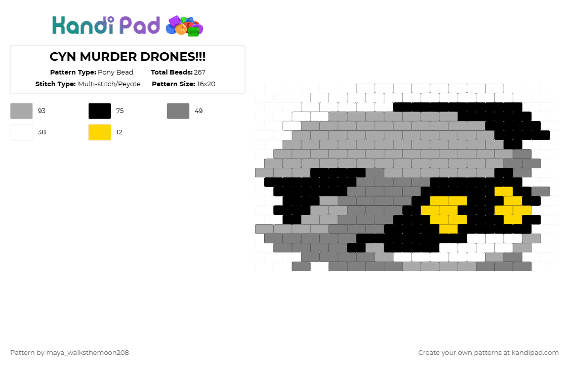 CYN MURDER DRONES!!! - Pony Bead Pattern by maya_walksthemoon208 on Kandi Pad - beige