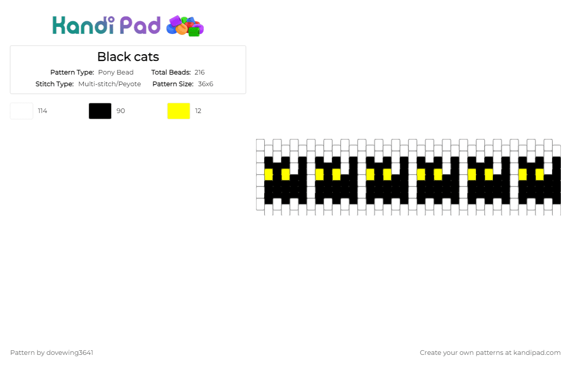 Black cats - Pony Bead Pattern by dovewing3641 on Kandi Pad - white