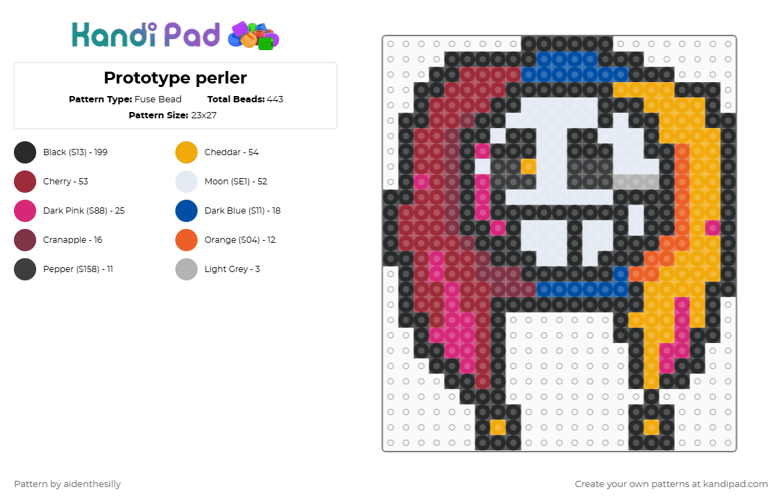 Prototype perler - Fuse Bead Pattern by aidenthesilly on Kandi Pad - black, orange, red