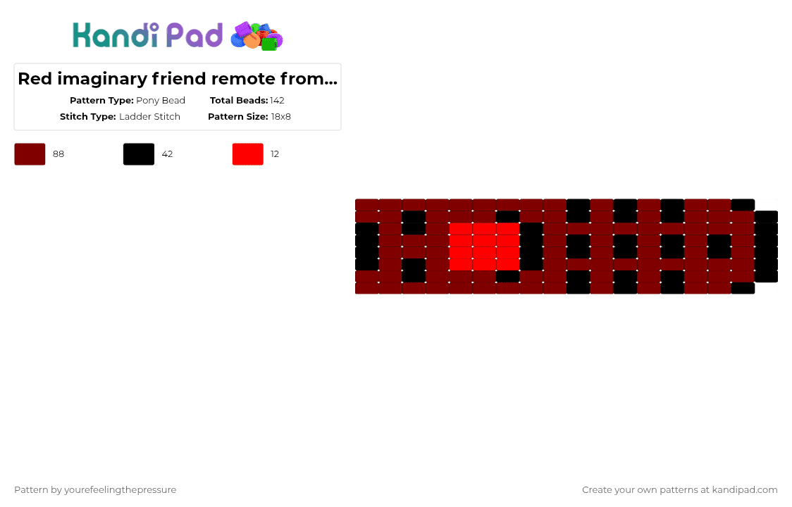 Red imaginary friend remote from Pressure Pony Bead Pattern - Kandi Pad ...