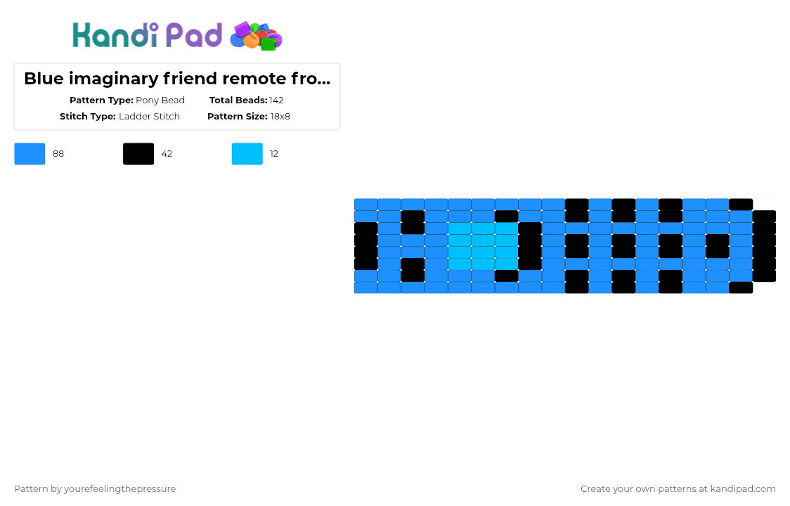 Blue imaginary friend remote from pressure - Pony Bead Pattern by yourefeelingthepressure on Kandi Pad - light blue,black