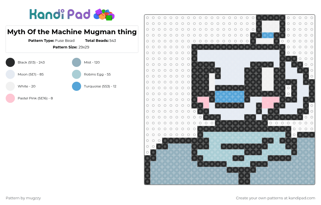 Myth Of the Machine Mugman thing - Fuse Bead Pattern by mugzzy on Kandi Pad - light blue