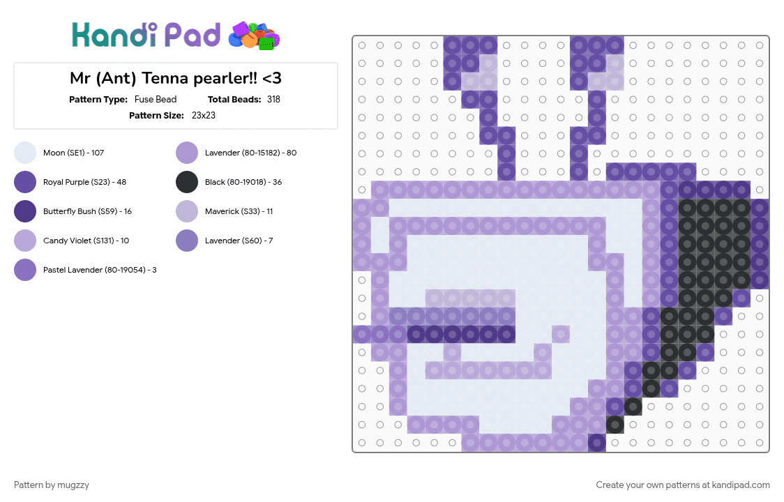 Mr (Ant) Tenna pearler!! - Fuse Bead Pattern by mugzzy on Kandi Pad - deltarune, its tv time, mr ant tenna, pealer, pink, purple, tenna, tenna deltarune, tenna pearler, video game