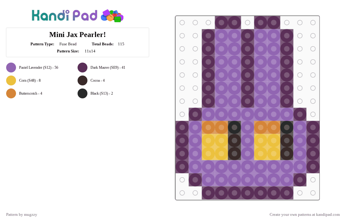 Mini Jax Pearler! - Fuse Bead Pattern by mugzzy on Kandi Pad - pink