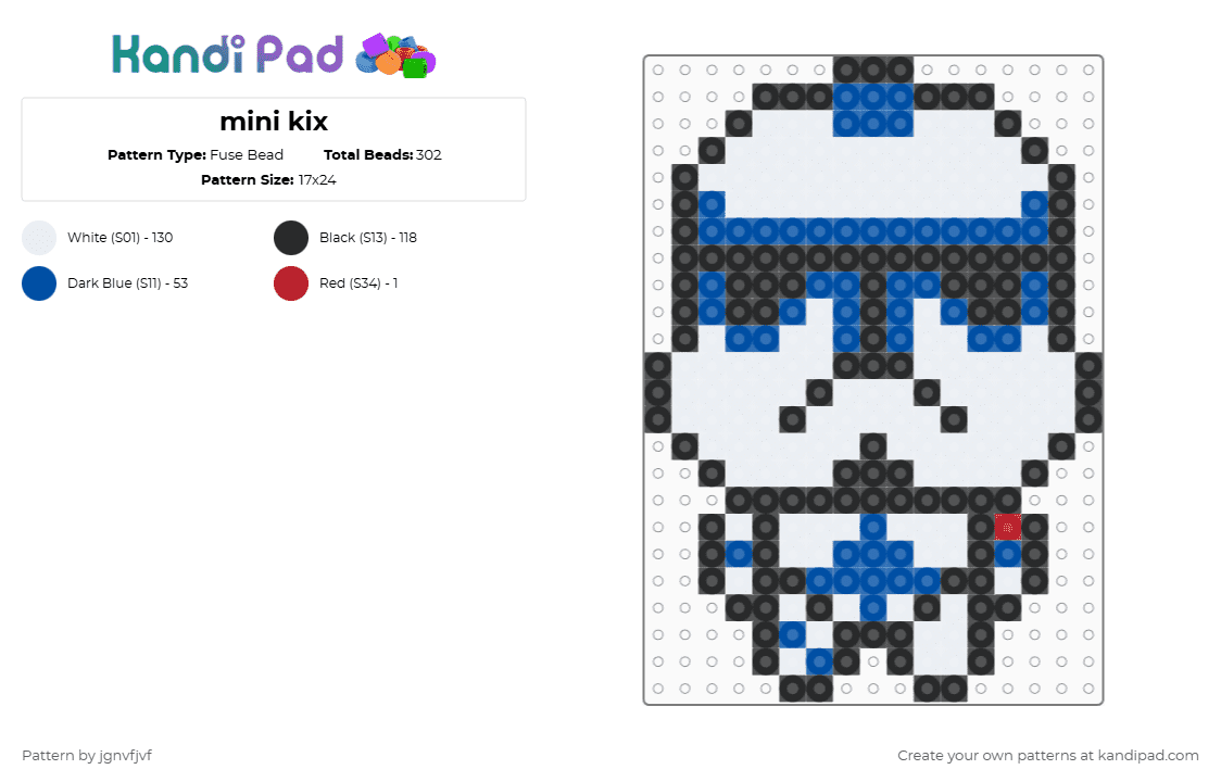 mini kix - Fuse Bead Pattern by jgnvfjvf on Kandi Pad - white,blue