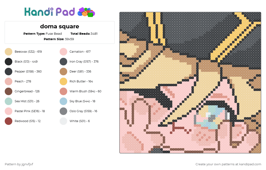 doma square - Fuse Bead Pattern by jgnvfjvf on Kandi Pad - beige, purple, tan