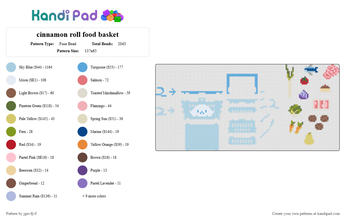 cinnamon roll food basket - Fuse Bead Pattern by jgnvfjvf on Kandi Pad - light blue,beige