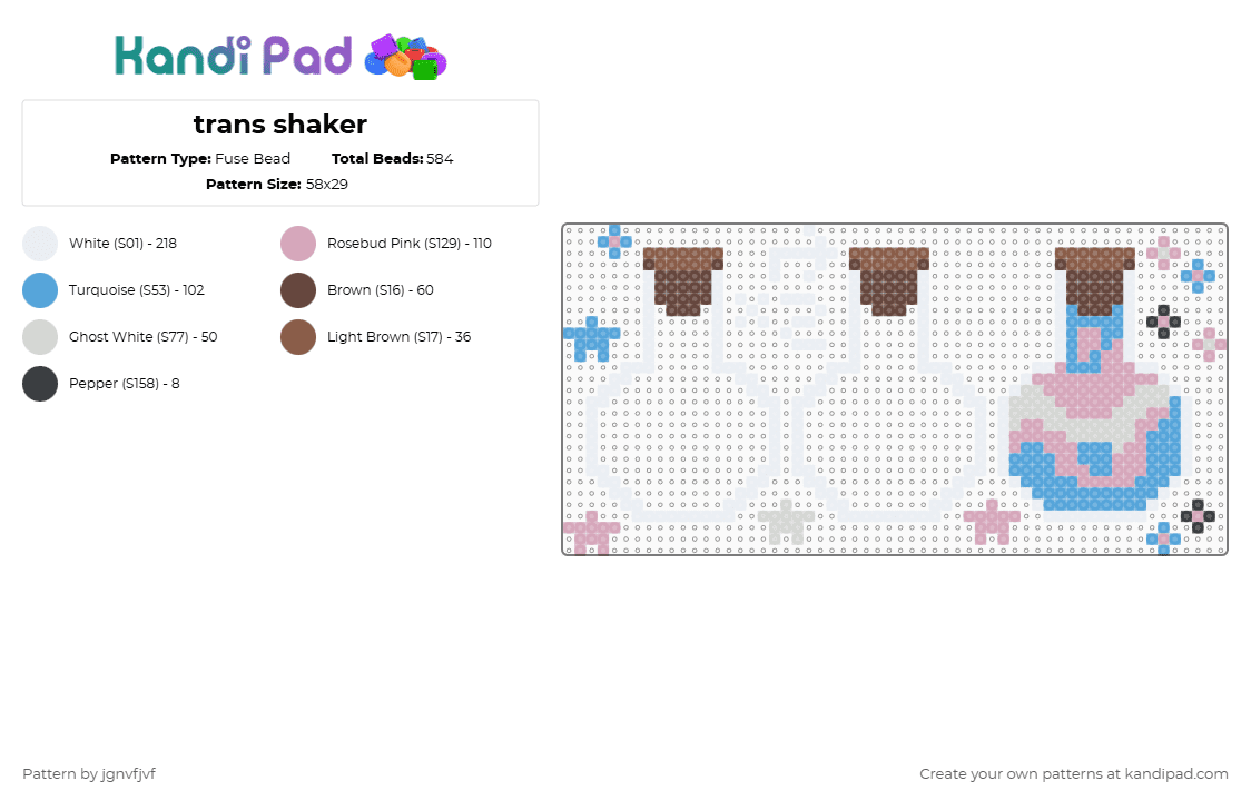 trans shaker - Fuse Bead Pattern by jgnvfjvf on Kandi Pad - white,light blue,pink