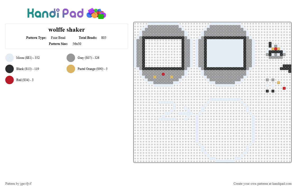 wolffe shaker - Fuse Bead Pattern by jgnvfjvf on Kandi Pad - white,gray