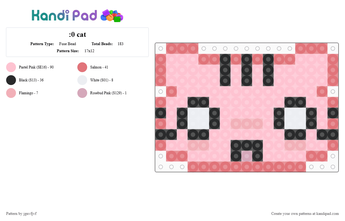 :0 cat - Fuse Bead Pattern by jgnvfjvf on Kandi Pad - pink