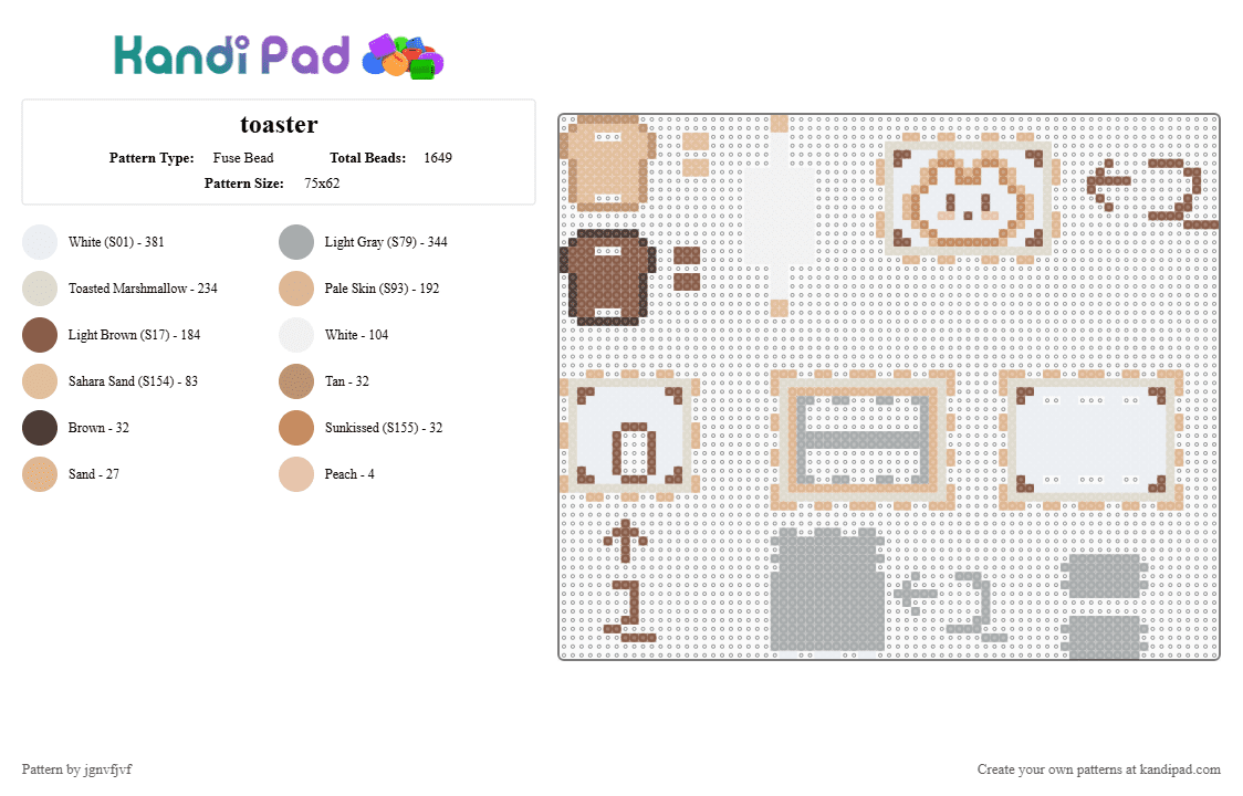 toaster - Fuse Bead Pattern by jgnvfjvf on Kandi Pad - beige,gray