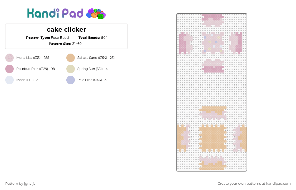 cake clicker - Fuse Bead Pattern by jgnvfjvf on Kandi Pad - beige,pink