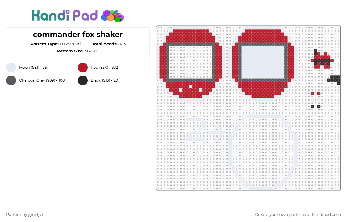 commander fox shaker - Fuse Bead Pattern by jgnvfjvf on Kandi Pad - red