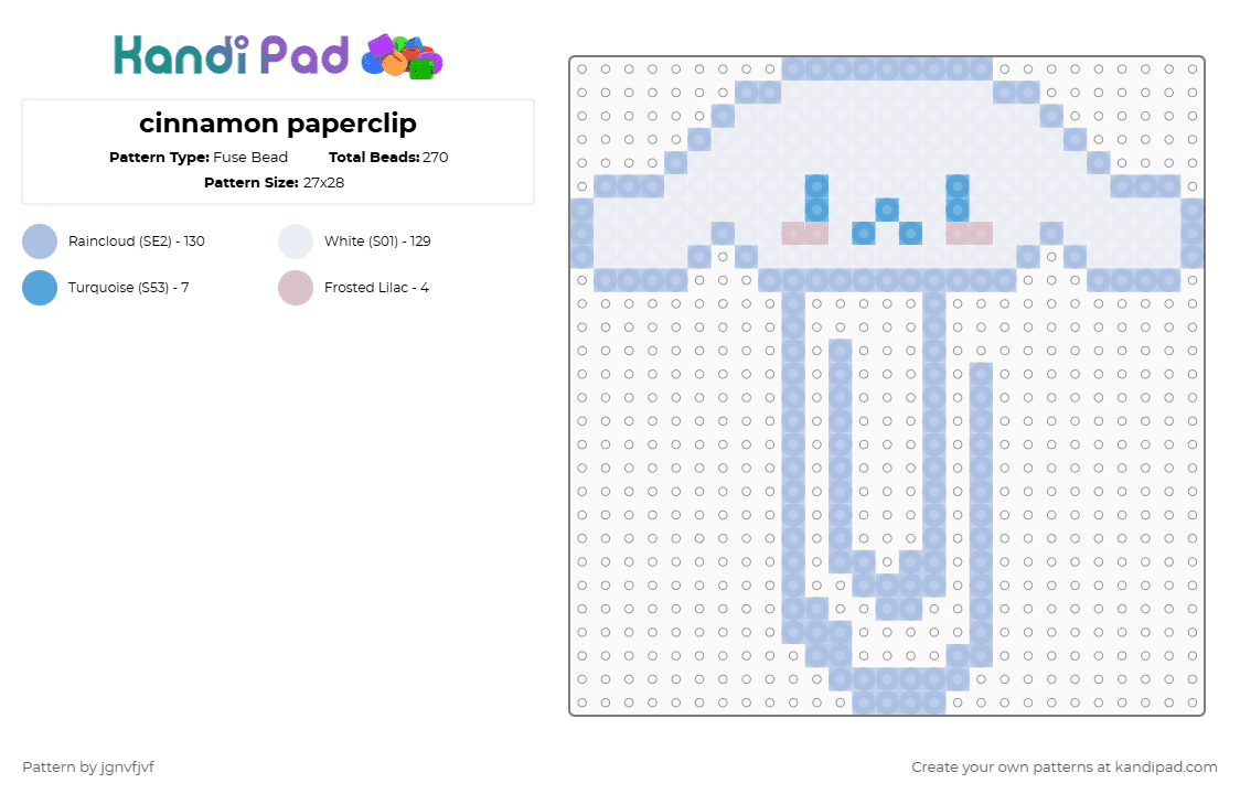 cinnamon paperclip - Fuse Bead Pattern by jgnvfjvf on Kandi Pad - light blue