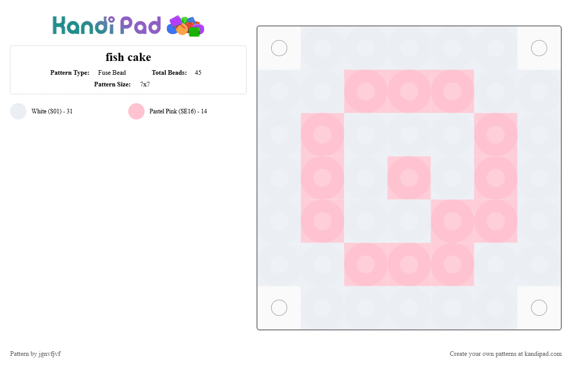 fish cake - Fuse Bead Pattern by jgnvfjvf on Kandi Pad - 