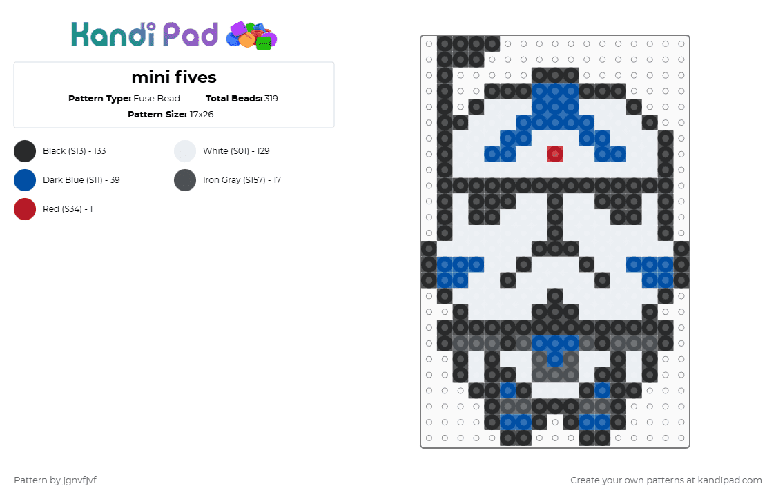 mini fives - Fuse Bead Pattern by jgnvfjvf on Kandi Pad - storm trooper,starwars,white,blue