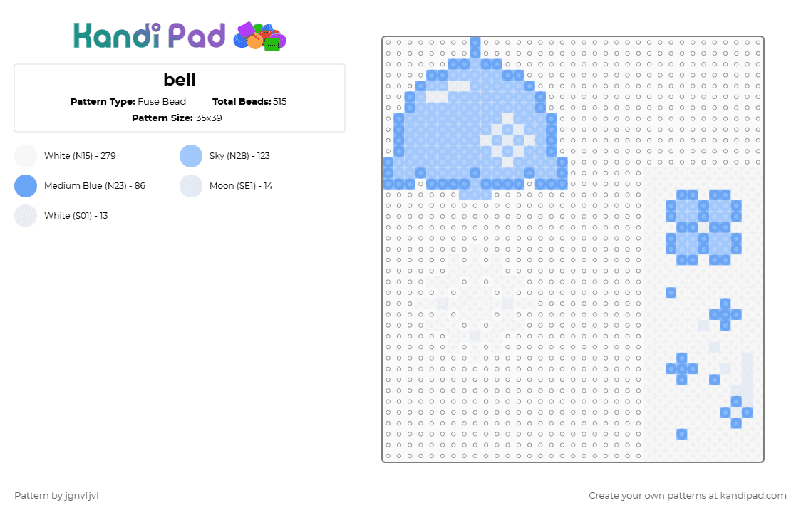 wind chime - Fuse Bead Pattern by jgnvfjvf on Kandi Pad - light blue,white
