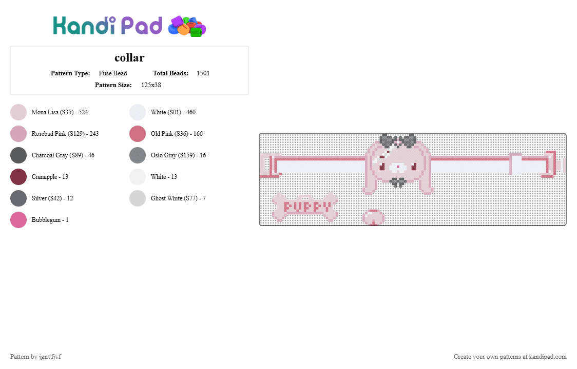 collar - Fuse Bead Pattern by jgnvfjvf on Kandi Pad - white,pink