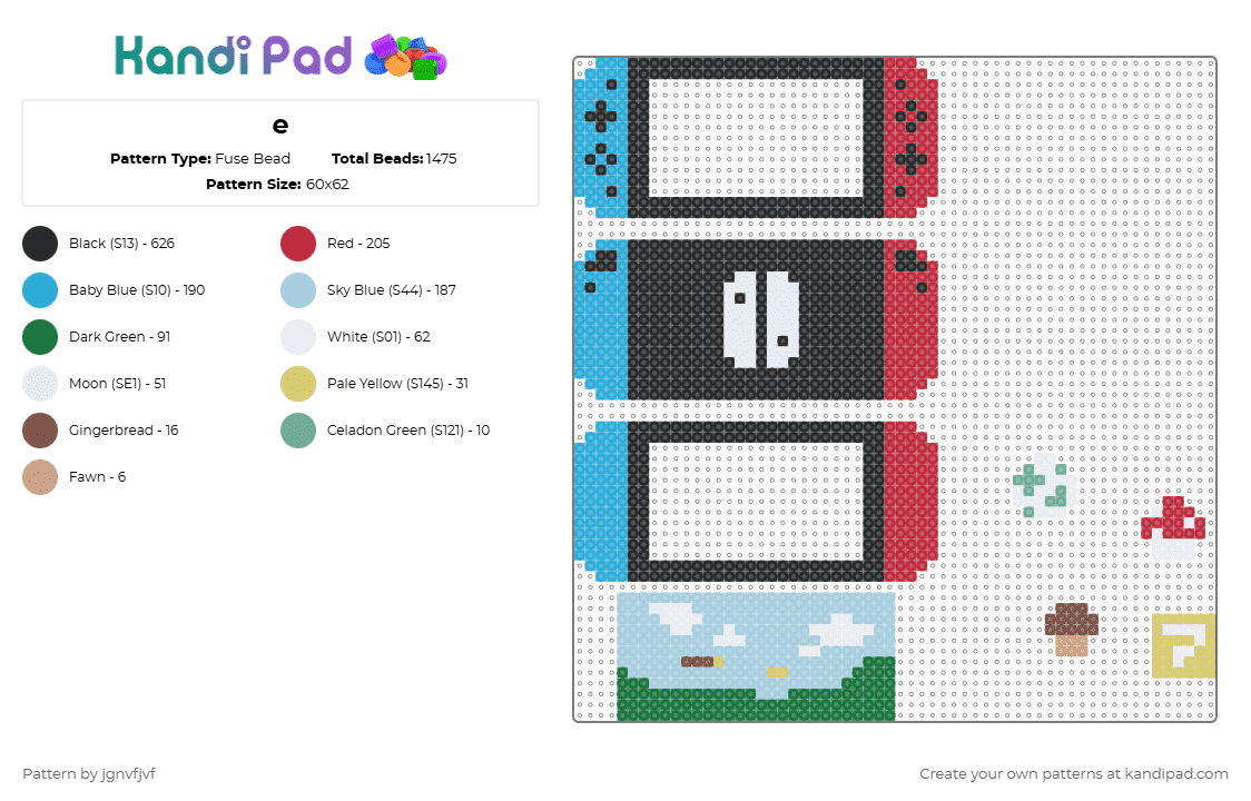 nintendo shaker - Fuse Bead Pattern by jgnvfjvf on Kandi Pad - black,light blue,red