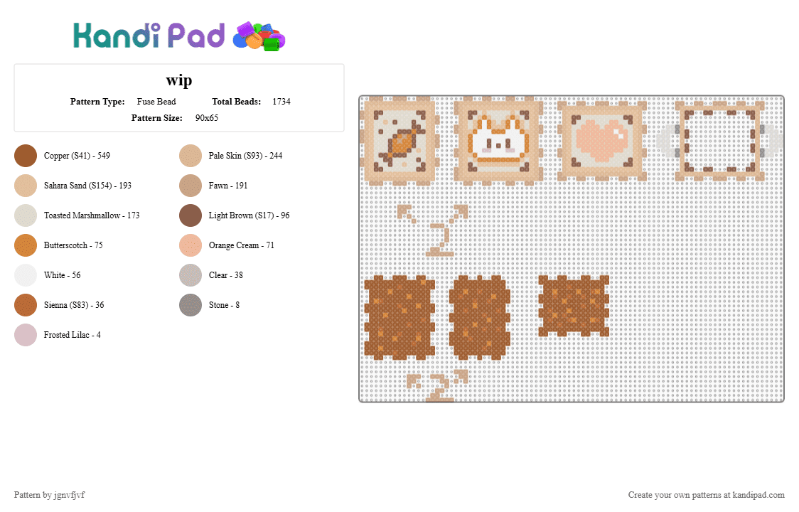 choco dip - Fuse Bead Pattern by jgnvfjvf on Kandi Pad - beige,tan