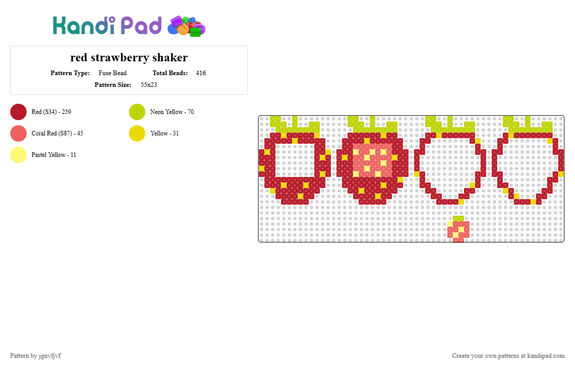 red strawberry shaker - Fuse Bead Pattern by jgnvfjvf on Kandi Pad - red