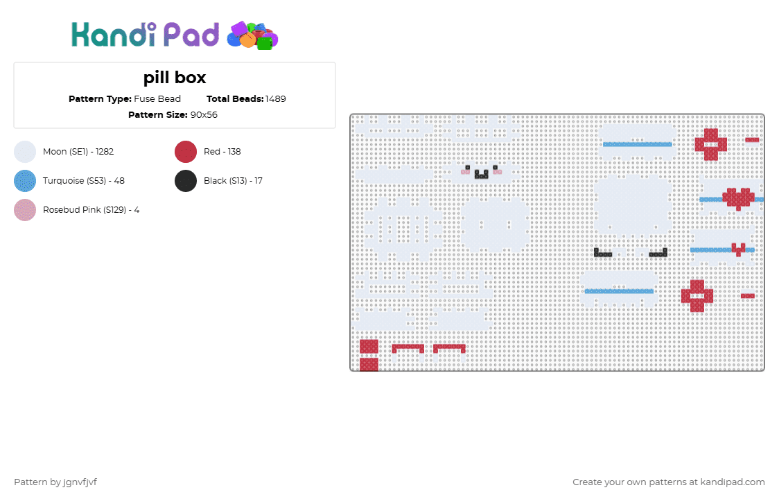 pill box - Fuse Bead Pattern by jgnvfjvf on Kandi Pad - white,red