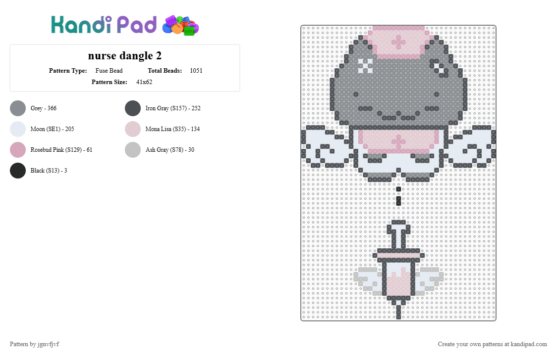 nurse dangle 2 - Fuse Bead Pattern by jgnvfjvf on Kandi Pad - purple,gray