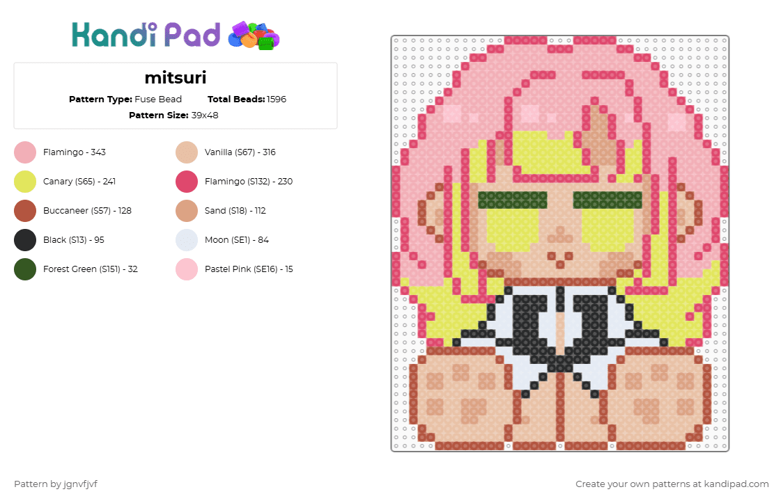 mitsuri - Fuse Bead Pattern by jgnvfjvf on Kandi Pad - red,beige