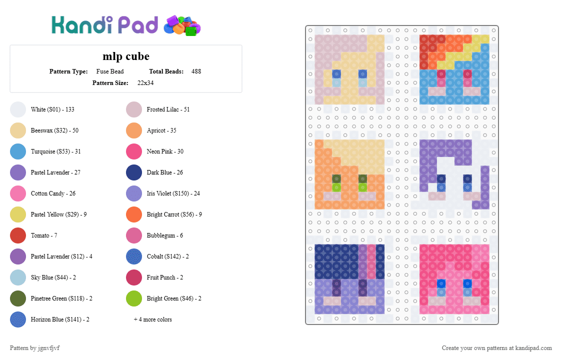 mlp cube - Fuse Bead Pattern by jgnvfjvf on Kandi Pad - beige,blue,orange,colorful