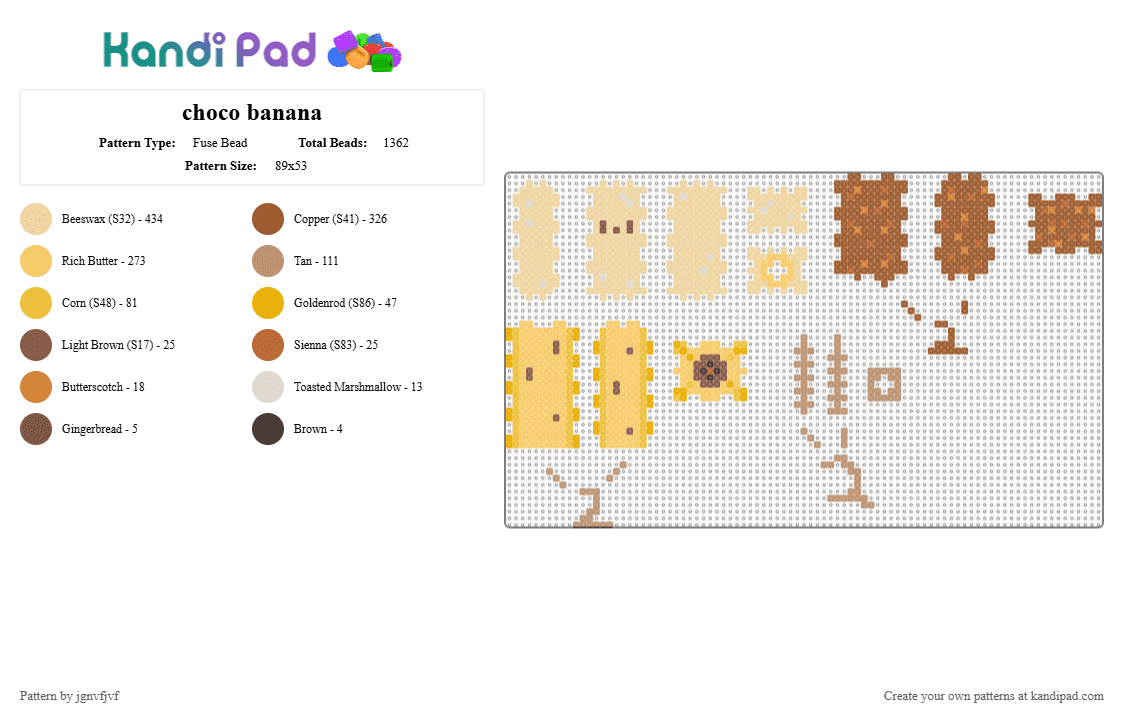 choco banana - Fuse Bead Pattern by jgnvfjvf on Kandi Pad - beige,tan,yellow