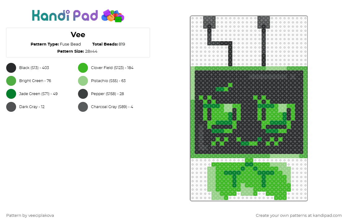 Vee - Fuse Bead Pattern by veeciplakova on Kandi Pad - green,cotdsadness