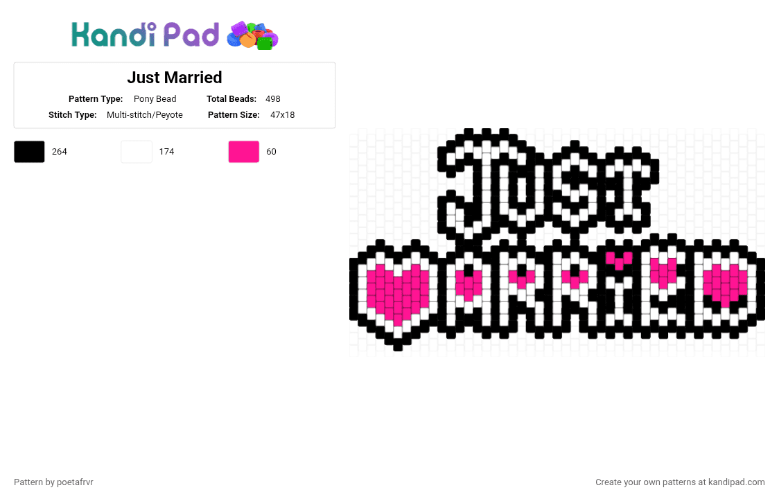 Just Married - Pony Bead Pattern by poetafrvr on Kandi Pad - white