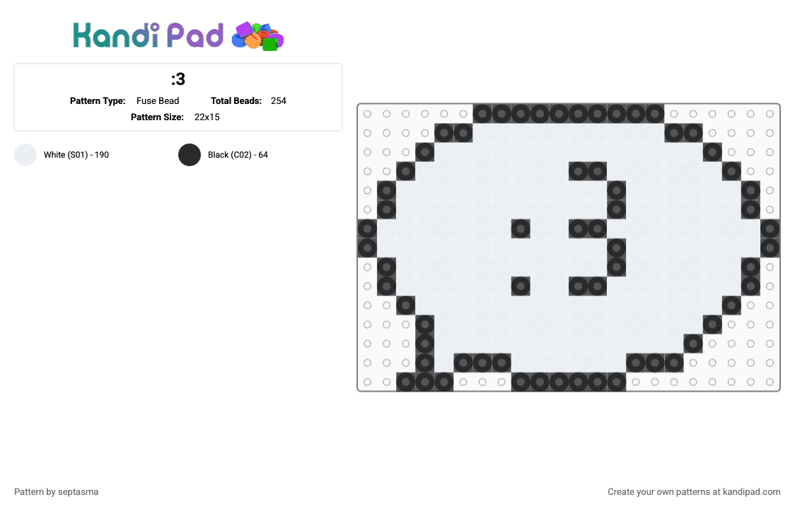 :3 - Fuse Bead Pattern by septasma on Kandi Pad - white