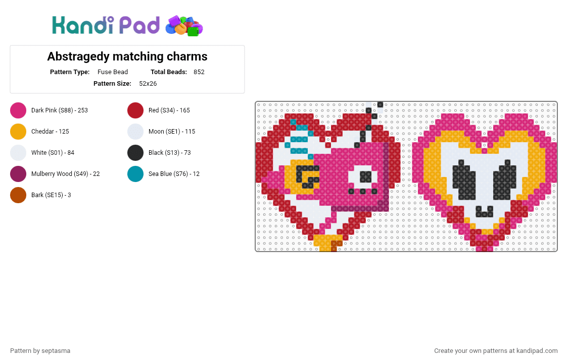 Abstragedy matching charms - Fuse Bead Pattern by septasma on Kandi Pad - red,pink,abstragedy,gangle,zooble,zooble tadc,gangle tadc,the amazing digital circus,tadc