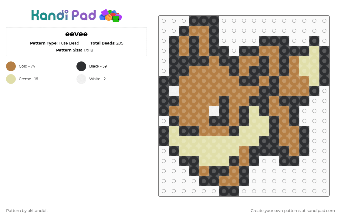 eevee - Fuse Bead Pattern by akitandbit on Kandi Pad - yellow,tan