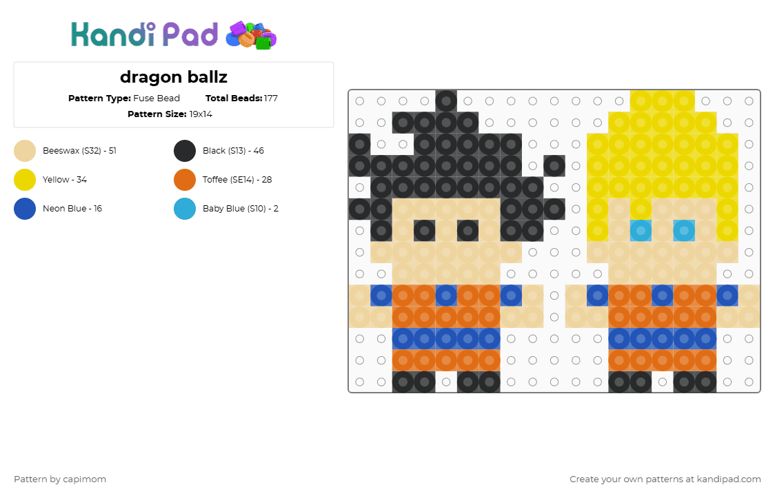 dragon ballz - Fuse Bead Pattern by capimom on Kandi Pad - beige,orange,yellow