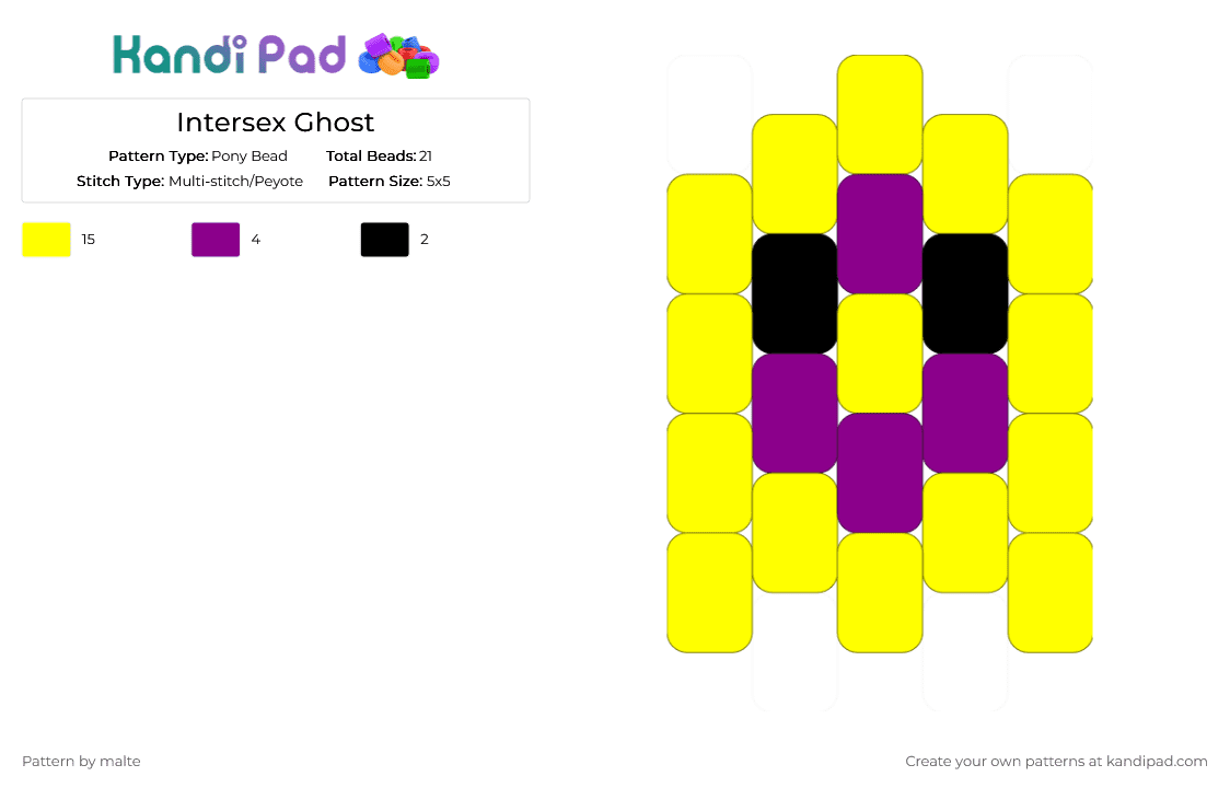 Intersex Ghost - Pony Bead Pattern by malte on Kandi Pad - yellow,intersex,pride,ghost