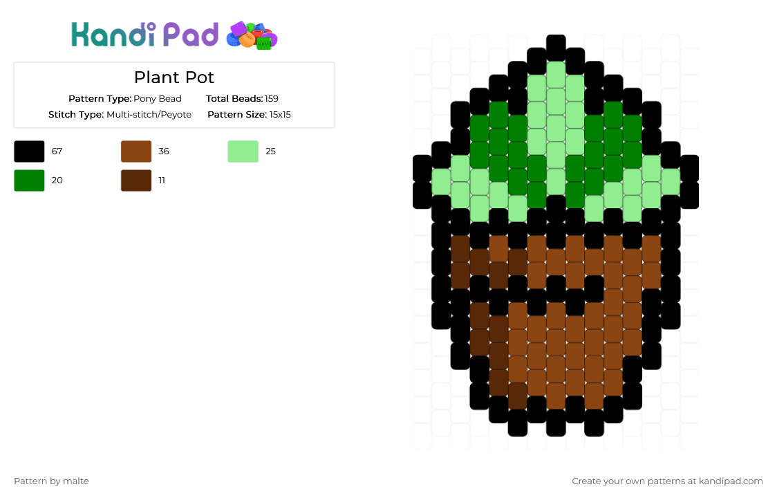 Plant Pot - Pony Bead Pattern by malte on Kandi Pad - red,teal,cactus,plant,pot,nature