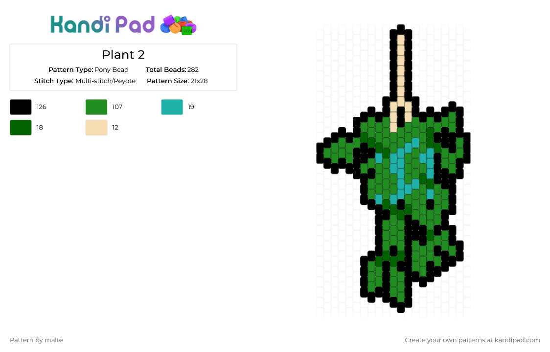 Plant 2 - Pony Bead Pattern by malte on Kandi Pad - green,plant,nature