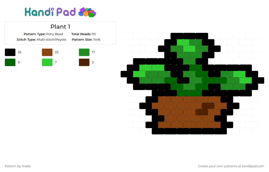 Plant 1 - Pony Bead Pattern by malte on Kandi Pad - red,green,plant,nature