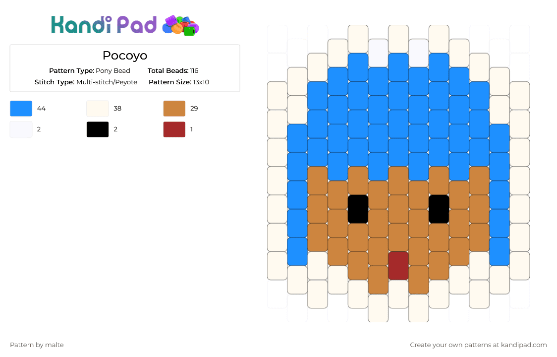Pocoyo - Pony Bead Pattern by malte on Kandi Pad - light blue,orange,pocoyo,espagnol,spanish,kid