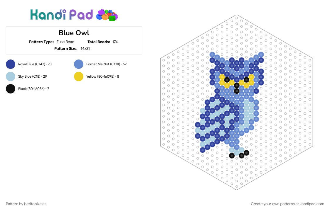 Blue Owl - Fuse Bead Pattern by betitopixeles on Kandi Pad - blue, purple