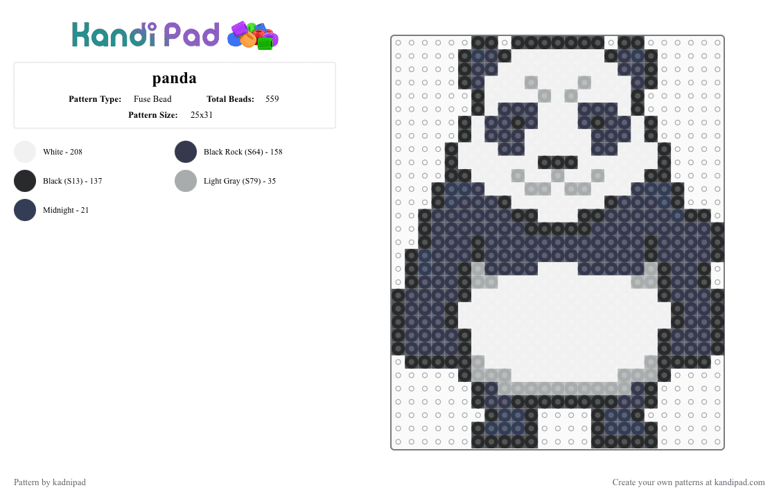 panda - Fuse Bead Pattern by kadnipad on Kandi Pad - purple