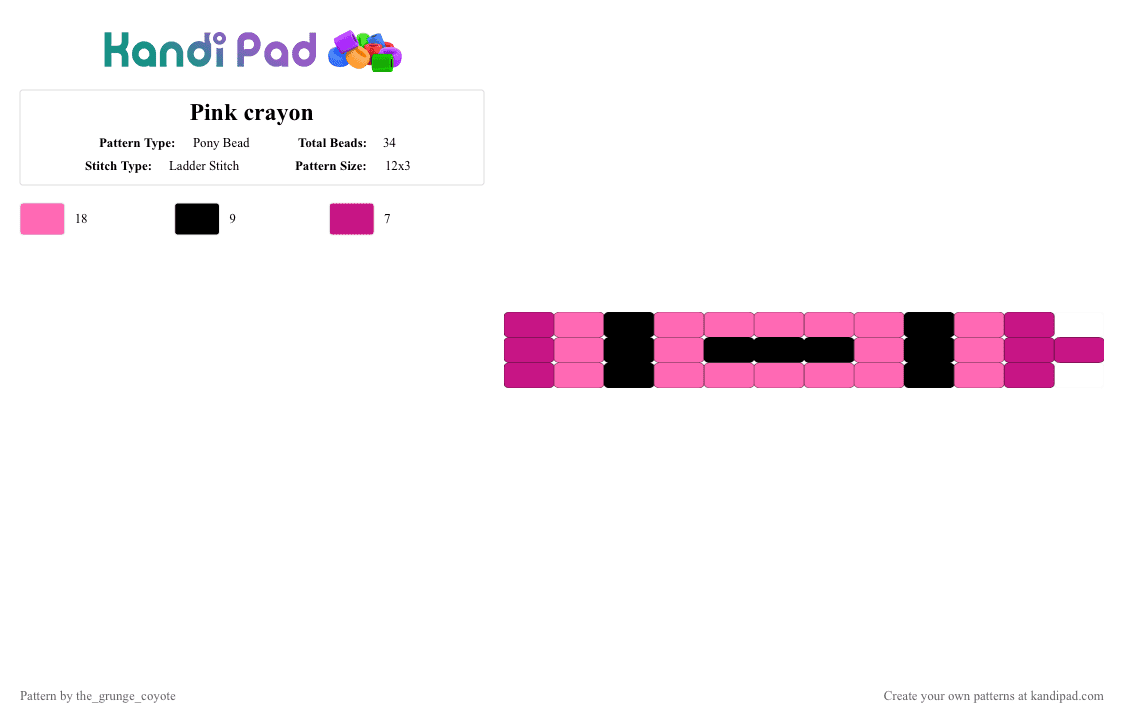 Pink crayon - Pony Bead Pattern by the_grunge_coyote on Kandi Pad - pink,black