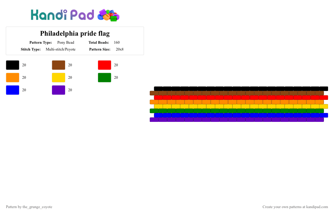 Philadelphia pride flag - Pony Bead Pattern by the_grunge_coyote on Kandi Pad - red,purple