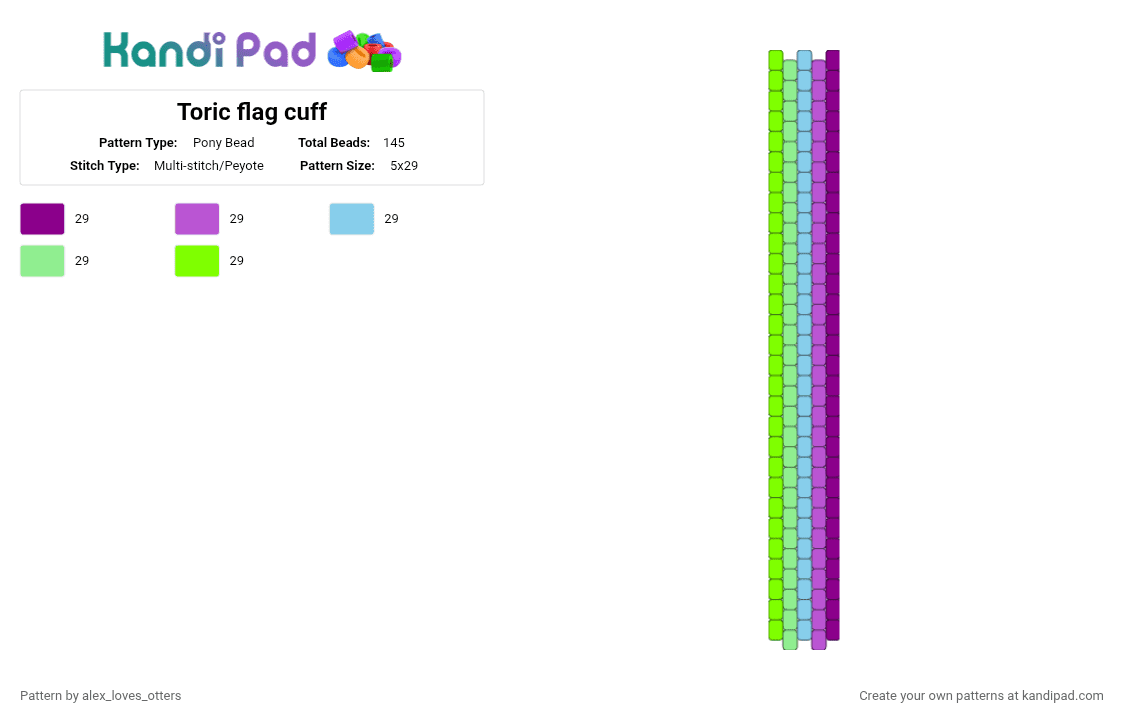 Toric flag cuff - Pony Bead Pattern by alex_loves_otters on Kandi Pad - pink