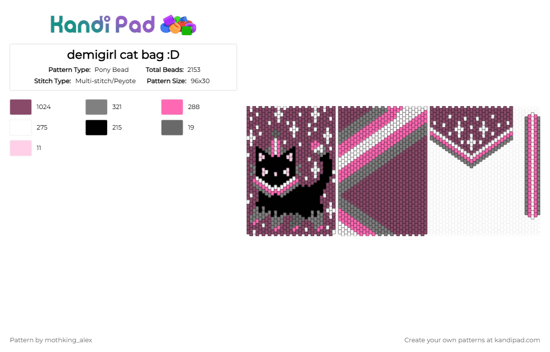 demigirl cat bag :D - Pony Bead Pattern by its_a_seal_offiseal on Kandi Pad - pink