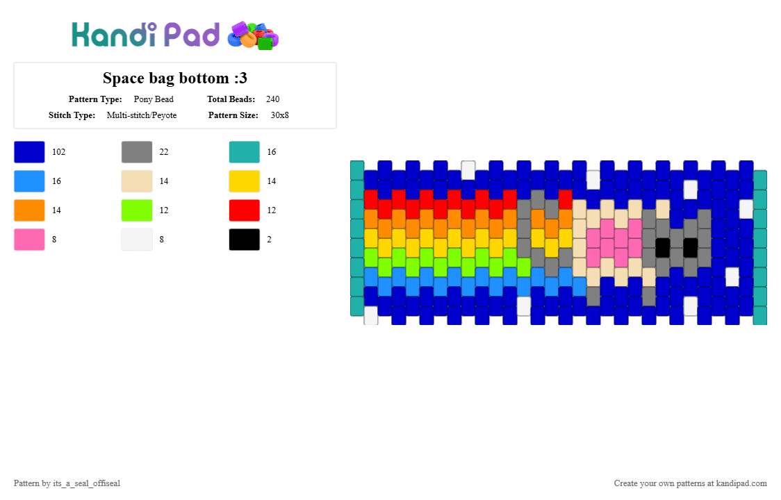 Space bag bottom :3 - Pony Bead Pattern by its_a_seal_offiseal on Kandi Pad - gray, purple